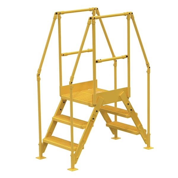 Vestil 3 Step Cross-Over Ladder 28"H x 14"W Yellow Powder Coat Steel COL-3-26-14 - main
